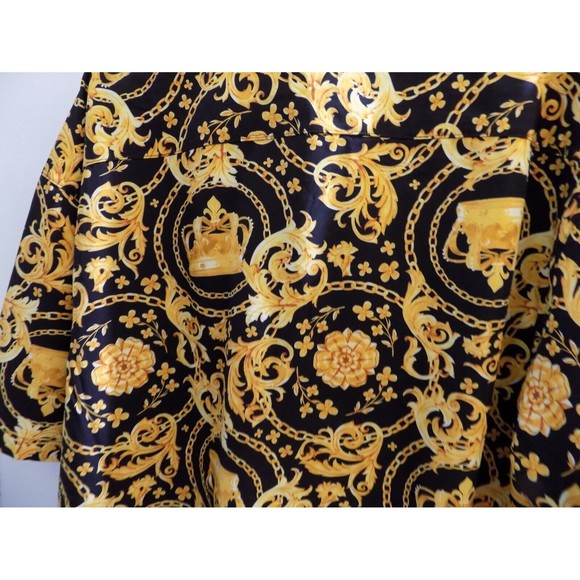 NEW Baroque Gold Crown Medusa Italian Designer Style Mens Shirt Size 3X - Picture 5 of 5